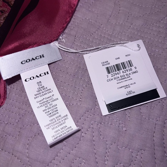 STACKED COACH PRINT SILK DIAMOND SCARF - Picture 2 of 2